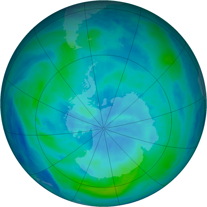 Antarctic ozone map for 04 March 2000